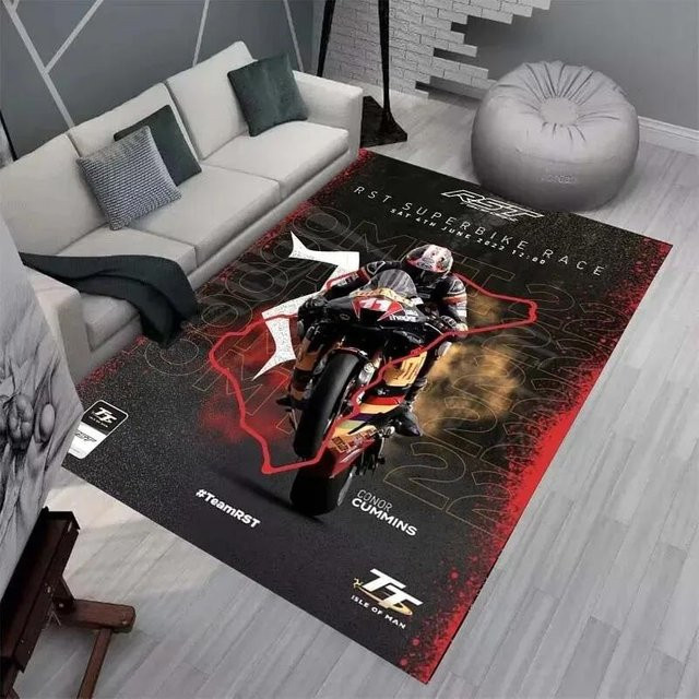 Karpetti Teppich Isle of Man TT Motorradwettbewerb, Mehrfarbig, Polyester, B/B: 80 x 120 cm - Bild 1