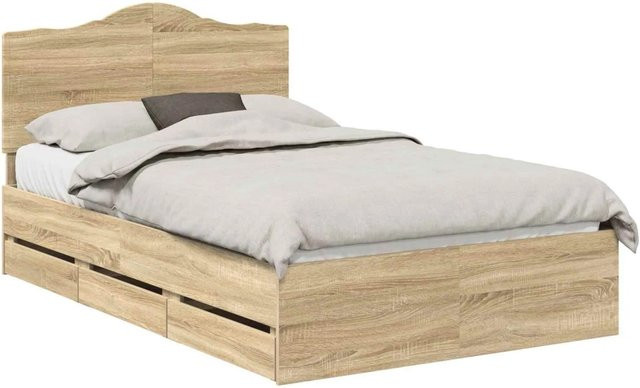 vidaXL Bettrahmen Sonoma-Eiche mit Schubladen, Farbe Braun, B/T/H: 120 x 200 x 123 cm - Bild 1