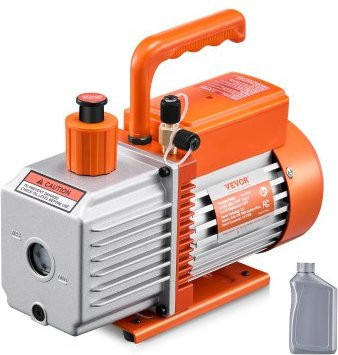 VEVOR Vakuumpumpe 6 CFM HVAC 2-stufige Drehschieber-Vakuumpumpe für R134a R22 R410a Systeme, Auto-AC-Vakuumpumpen-Kit mit Ölflasche in Orange - Bild 1