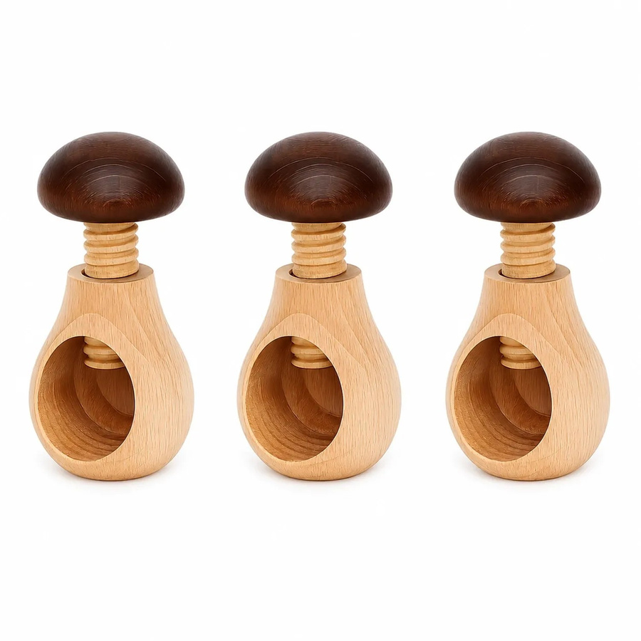 3er Set handgemachte Pilz-Nussknacker von Dekohelden24 mit Schraubgewinde, Mehrfarbig, B/T/H: 6 x 6 x 10 cm - Bild 2