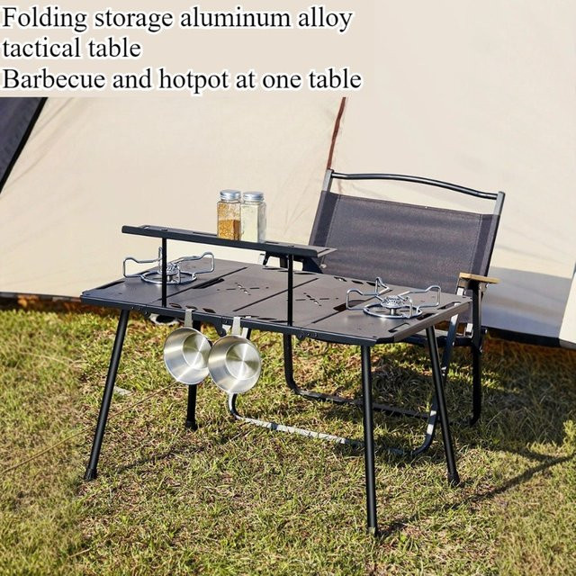 Klappbarer Campingtisch aus Aluminiumlegierung von LIUSHADUOLA in Schwarz, tragbarer Outdoor-Tisch für Küche und Grill - Bild 1
