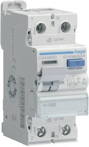 Hager CGA563D FI-Schutzschalter A 2polig 63A 0,5A 230V - Bild 1