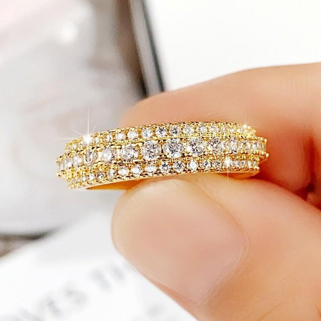 Huitan Verlobungsring, Zirkonia, Gold, Messing, Damen - Bild 1