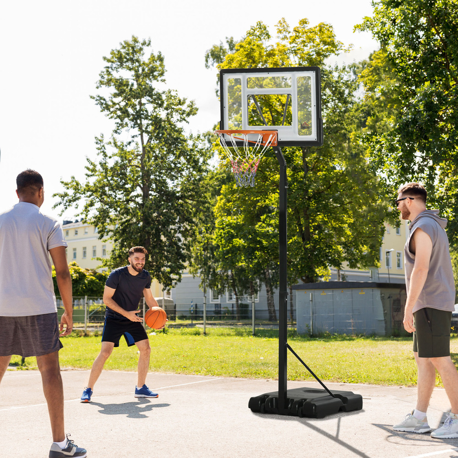 HOMCOM Basketballkorb höhenverstellbar 260-310 cm mit Rollfunktion in Schwarz aus Stahl und Kunststoff für Garten und Sportplatz - Bild 2