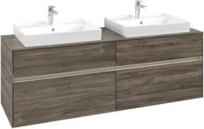 Villeroy & Boch Waschtischunterschrank Collaro in Eiche matt mit LED-Beleuchtung und zwei Waschbeckenbecken, B/T/H: 160 x 54,8 x 50 cm - Bild 1