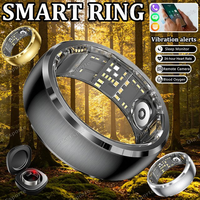 Ola Esporte Smart Ring Schwarz mit Vibrationsalarm, Herzfrequenzmessung, Schlafüberwachung und Anruferinnerung, wasserdicht, Unisex - Bild 1
