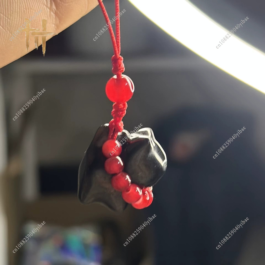 Handyanhänger Silber, Obsidian Katze, Mitternachtsblätter, Anhänger - Bild 3