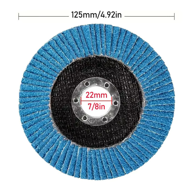 2 Stück LouCnloin Schleiflamellen-Polierscheiben aus Zirkonoxid-Korund für Edelstahl, Körnung 60, Durchmesser: 125 mm, Farbe: Blau - Bild 2