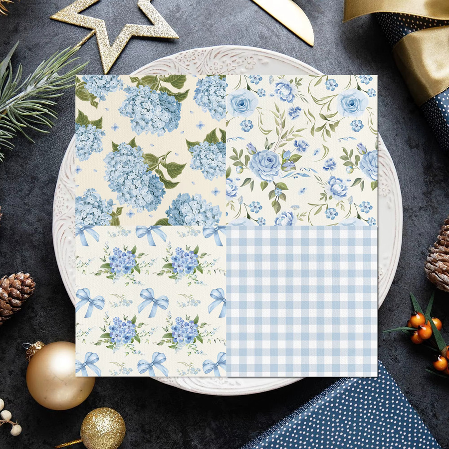 Blaue Hortensien Macrophylla Servietten aus Papier für Hochzeiten und Partys - Bild 3