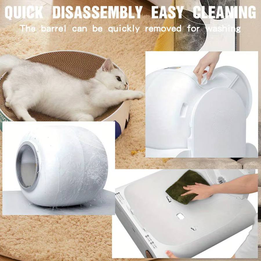 YUNMIAN Intelligente Selbstreinigende Katzentoilette mit WiFi und Tuya App-Steuerung, 65L Kapazität, Halbgeschlossen, Farbe: Weiß - Bild 4