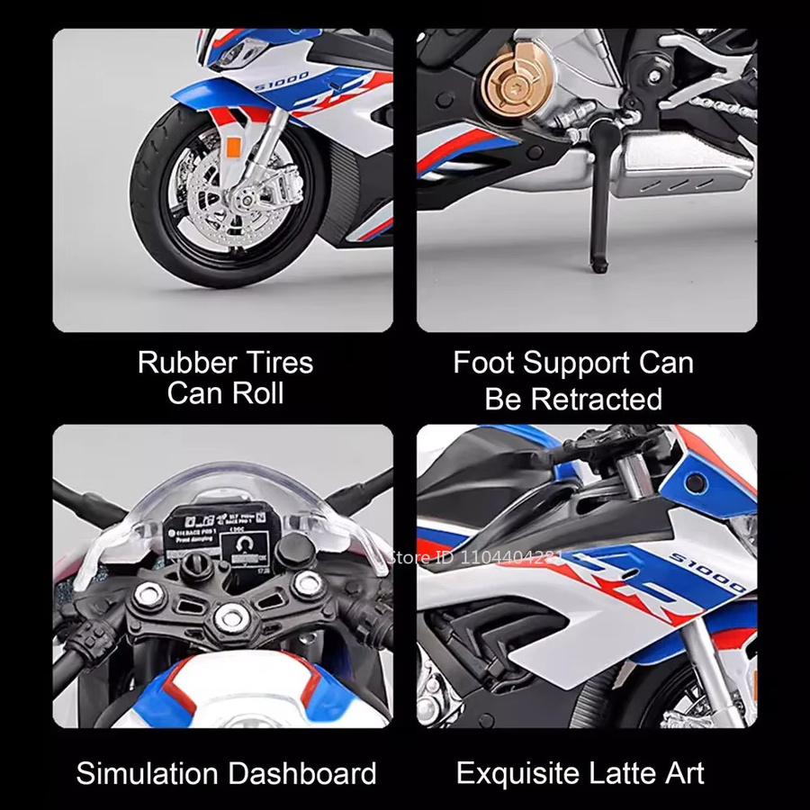 MAKEDA S1000RR R1250GS Motorrad Modelle, 1:12, Metall, Gummi, Blau - Bild 4