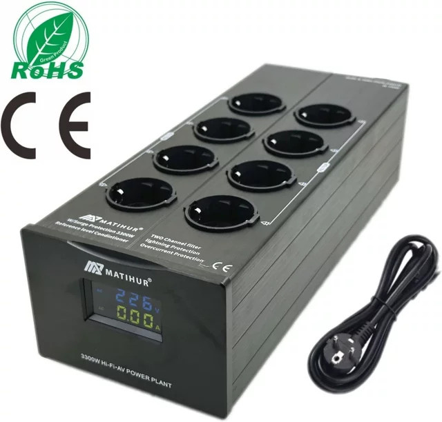 MATIHUR M-TR80 Audio Noise AC Power Filter Power Conditioner Power Purifier mit Überspannungsschutz und EU-Steckdosenleiste in Schwarz - Bild 1
