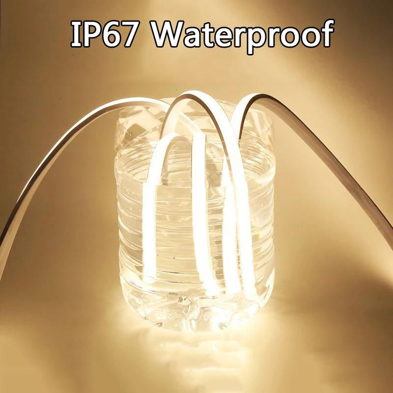 MnnWuu COB LED Streifen Licht mit EU-Netzstecker, IP67 wasserdicht, flexibler linearer LED Streifen in Weiß, 220V - Bild 8