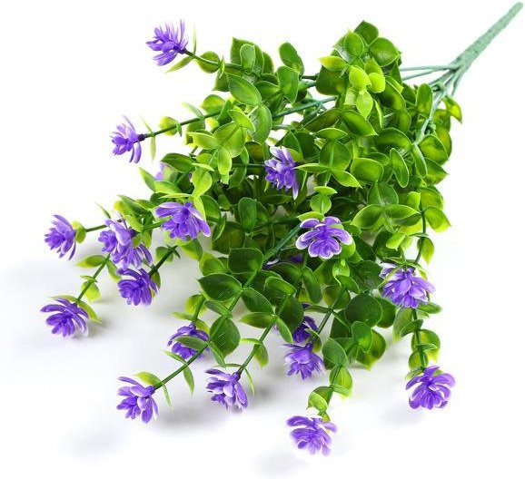 Houspace Künstliche Eukalyptusblumen und Buchsbaumsträucher in Violett für den Außenbereich, Höhe: 35 cm - Bild 1