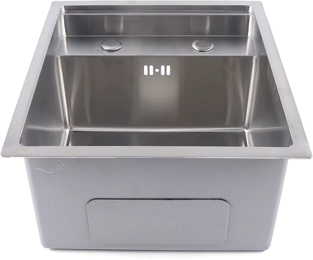 Bymaocar Drop-In-Küchenspüle aus Edelstahl mit Abdeckung in Silber, B/T/H: 35 x 29,6 x 23 cm - Bild 2