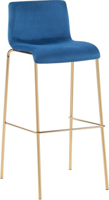 CLP Barhocker Hoover mit Samtbezug und Metallgestell in Gold-Optik - Bild 1