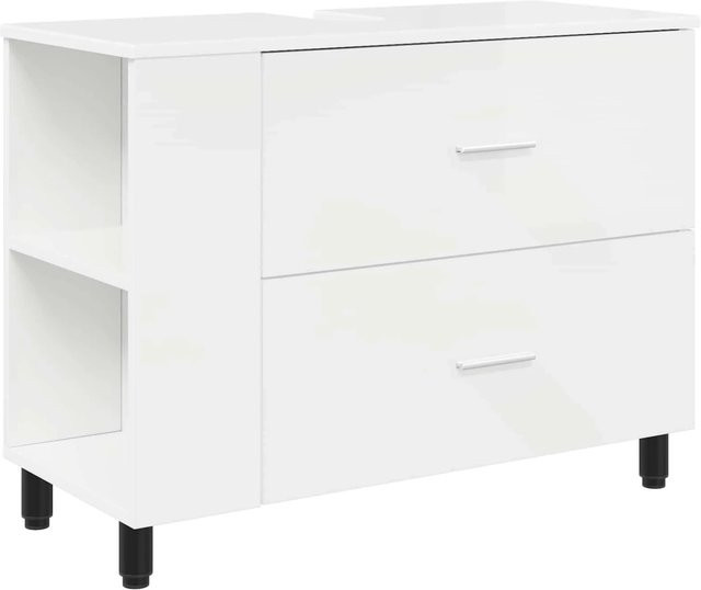 vidaXL Waschtisch modern in Weiß Hochglanz mit Schubladen und Regalen B/T/H: 80 x 35 x 60 cm - Bild 1