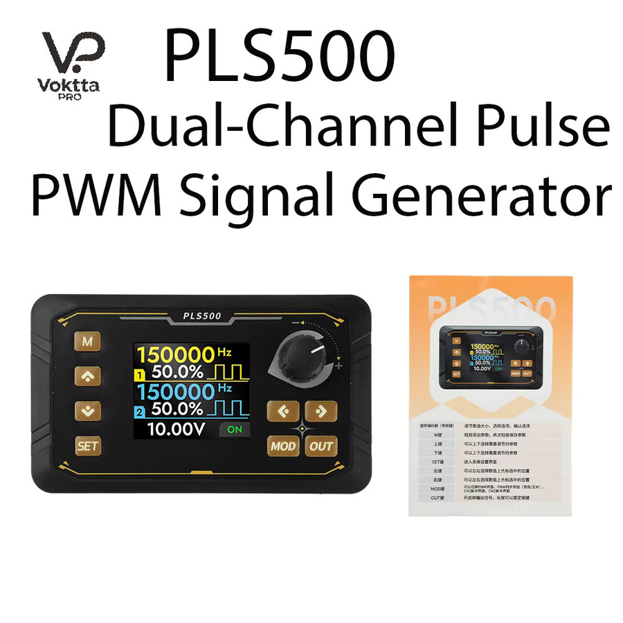 Voktta DC5-24V PLS500 Zweikanal-Impuls-PWM-Signalgenerator mit einstellbarer Totzeit, programmierbarer digitaler Signalgenerator 1Hz-500kHz, Schwarz - Bild 5
