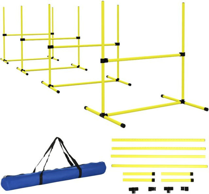 PawHut Agility Set für Hunde 4-teilig höhenverstellbar in Gelb aus Kunststoff inklusive Tragetasche - Bild 1