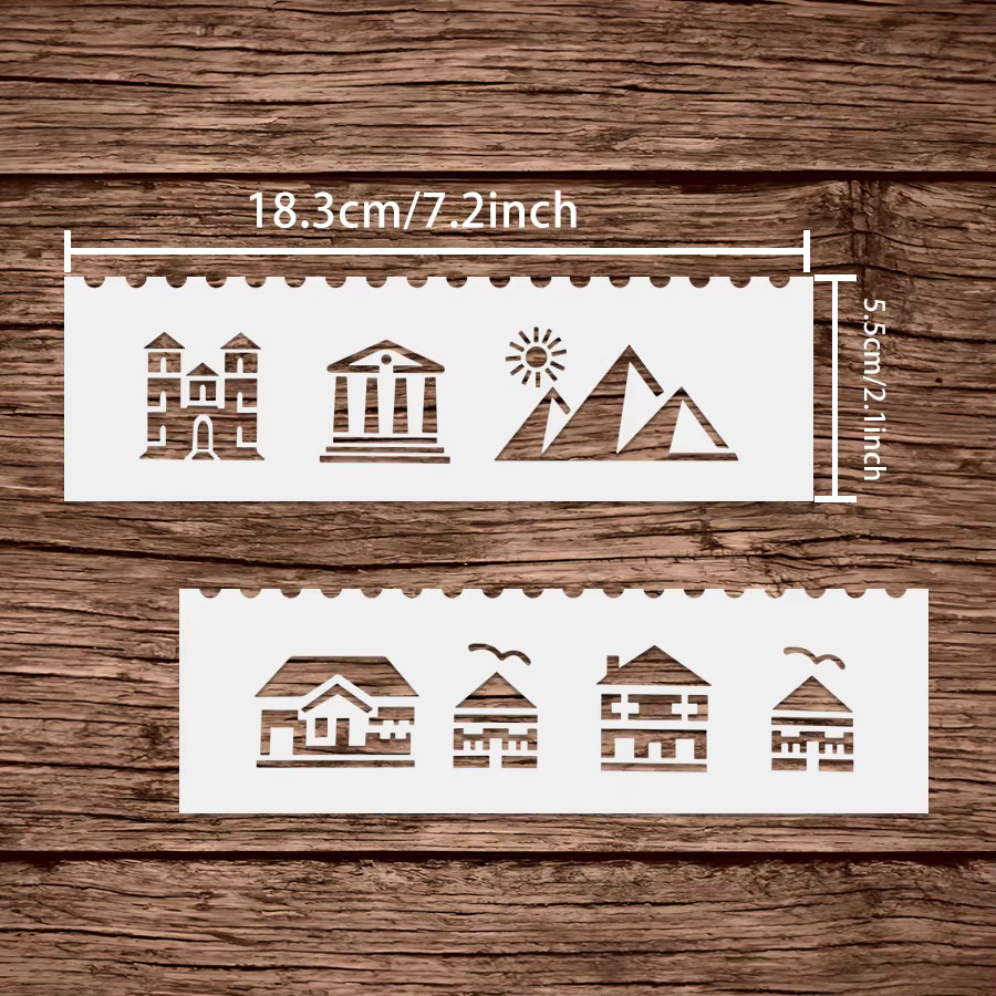 8er Set City Landmark Border Schablonen aus Kunststoff in Weiß, 7,2 Zoll wiederverwendbare DIY-Malvorlagen für Wand, Leinwand und Bastelprojekte - Bild 2