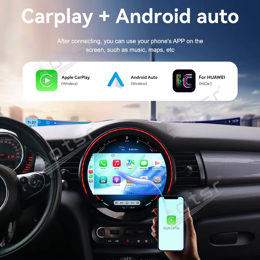 Aotsr Android 13 Autoradio mit 11,8 Zoll 2K HD Touchscreen und GPS-Navigation für MINI F55/F56/F57 (2015-2020) in Schwarz - Bild 2