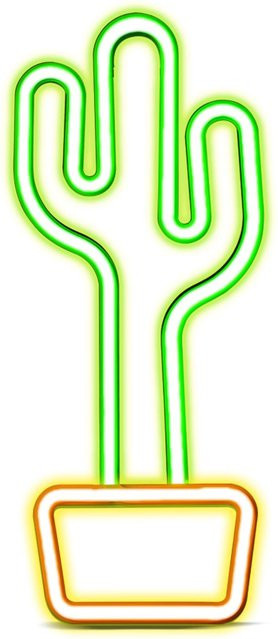 LED-Leuchtschild Cactus Glow On in Grün mit Multicolour-Neon-Effekt und USB-Anschluss - Bild 1