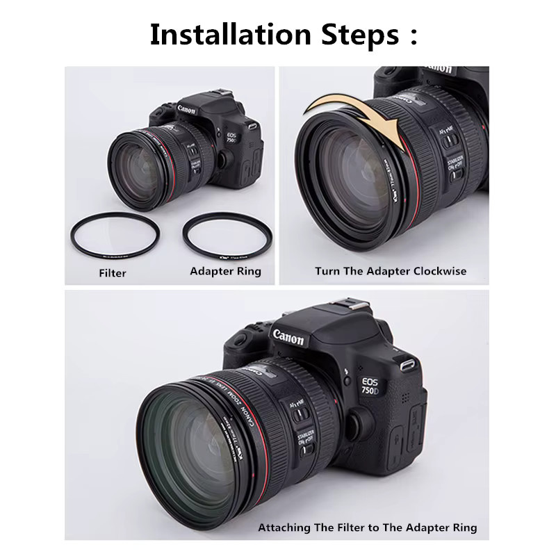 SZKOSTON Kameraobjektivfilter Step Up/Down Adapterring-Set in Schwarz für DSLR-Objektive, 9-teilig oder 18-teilig, 37–82 mm und 82–37 mm - Bild 5