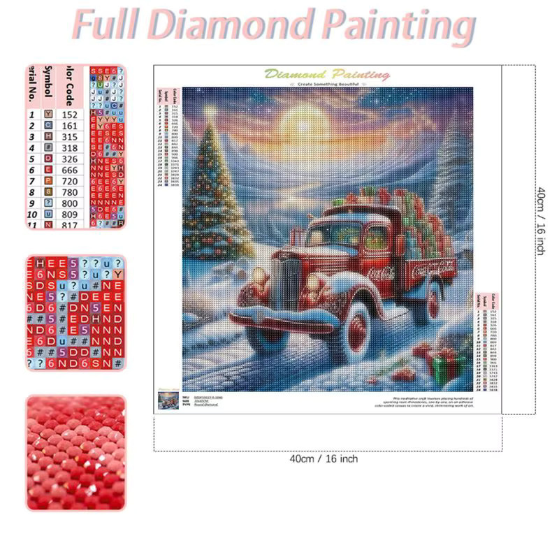 CHENISTORY Diamant-Gemälde Weihnachtslandschaft mit quadratischen Bohrern als 5D Diamant-Stickerei und Kreuzstich zur Wanddekoration, Mehrfarbig - Bild 2
