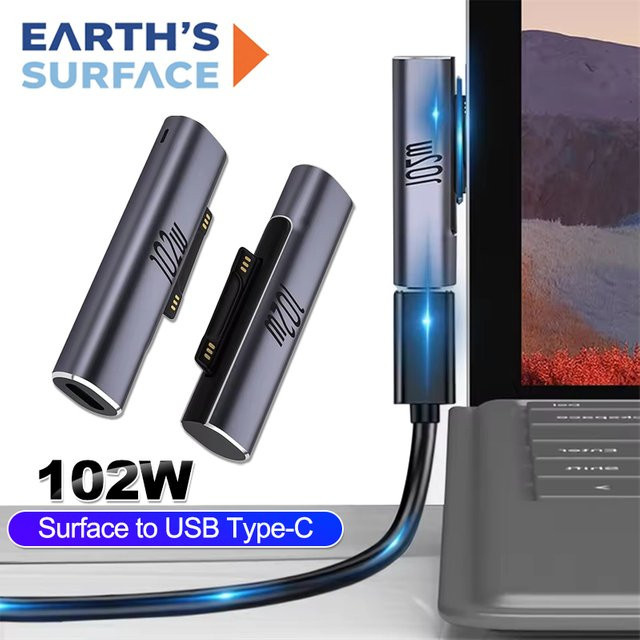 Microsoft Surface Pro X 8 7 6 5 4 Go Book USB-C Schnelllade-Netzteil 65 W 102 W PD mit USB-C Anschluss und Konverterstecker - Bild 1