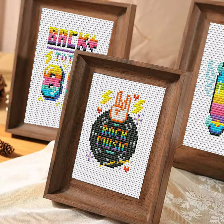 HUACAN 8-teiliges Mini-Kreuzstich-Stickset für Anfänger in Mehrfarbig zur Wanddekoration - Bild 2