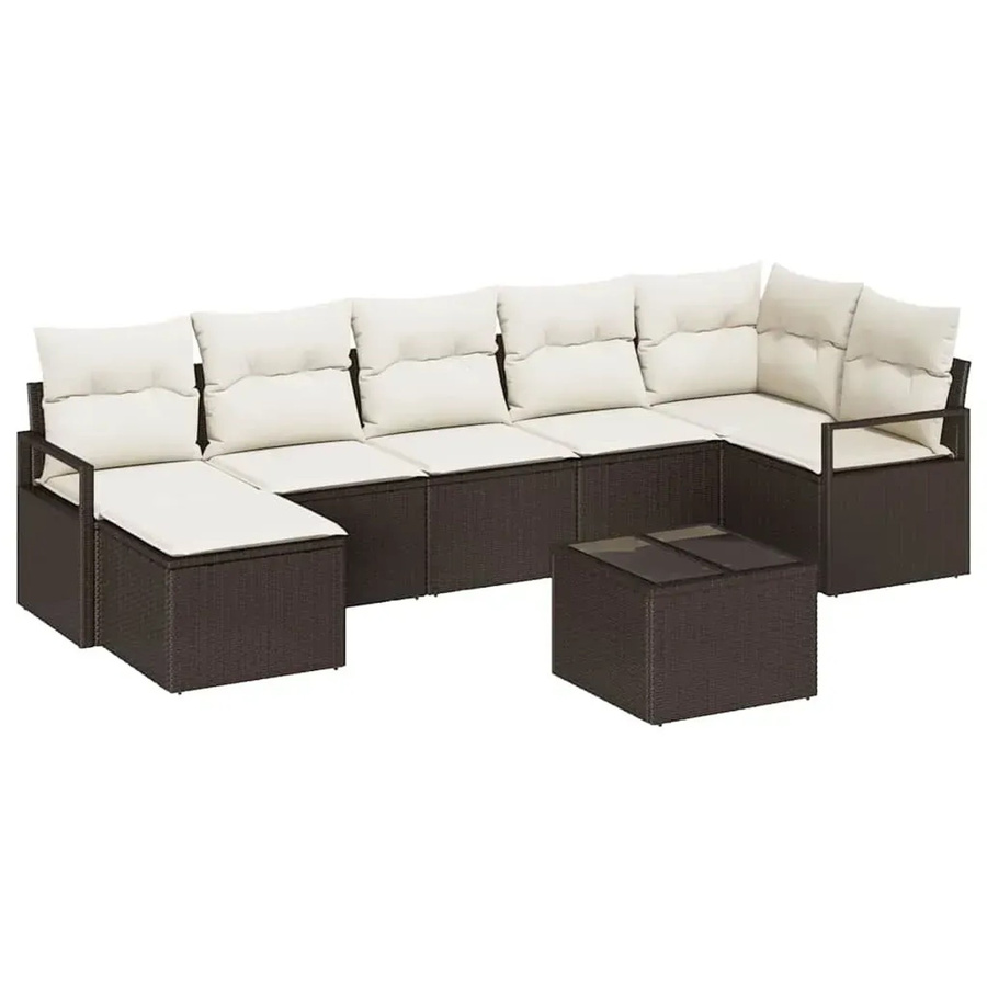 vidaXL Garten-Sofa-Set 8-teilig aus Polyrattan in Braun mit Polsterung und Auflagen für Terrasse und Garten - Bild 2