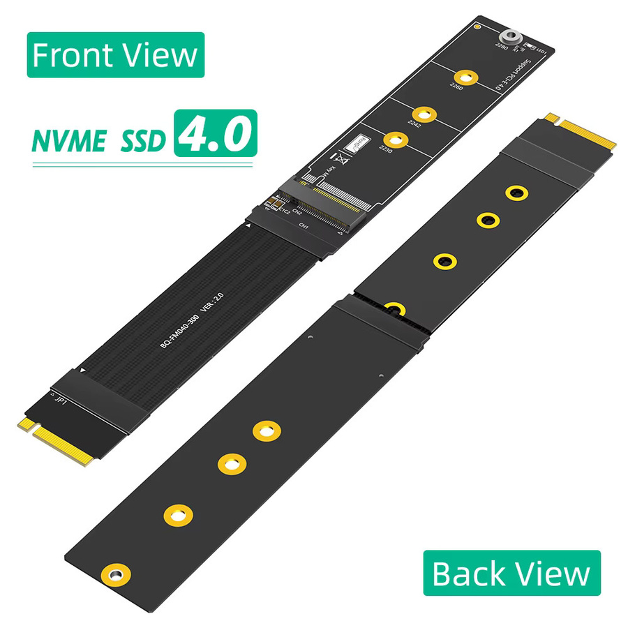 T.F.SKYWINDINTL M.2 NVMe PCIe 4.0 Erweiterungskarte Schwarz, 64Gbps NGFF M.2 M-Key SSD Adapterkabel für 2230 2242 2260 2280 M.2 SSDs - Bild 2