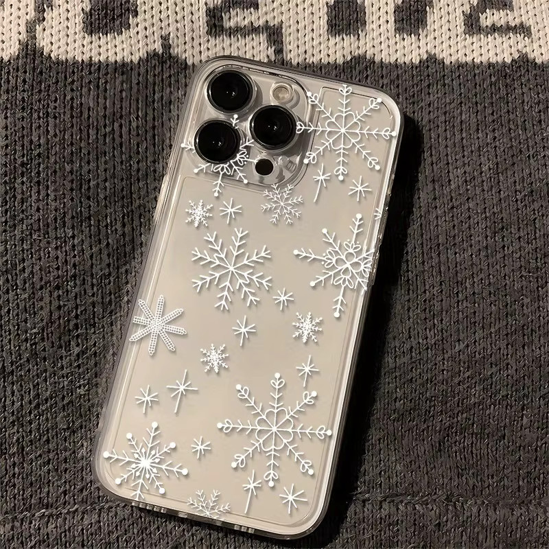 Transparente TPU-Handyhülle mit weißem Schneeflockenmuster für Apple iPhone 17 16 15 14 13 12 11 Pro Max Air Plus Serie - Bild 3