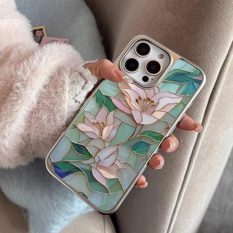 DecoPhone Schutzhülle Jade-Lotusblume für iPhone 11 bis 17 Pro Max in Grün und Multicolour, mattiert und sturzsicher - Bild 4