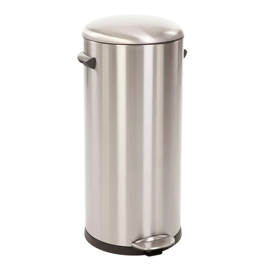 PROREGAL Retro Treteimer mit markanten Griffen und Kugelkappe in Silber, Höhe: 68,5 cm, Durchmesser: 29,2 cm - Bild 2