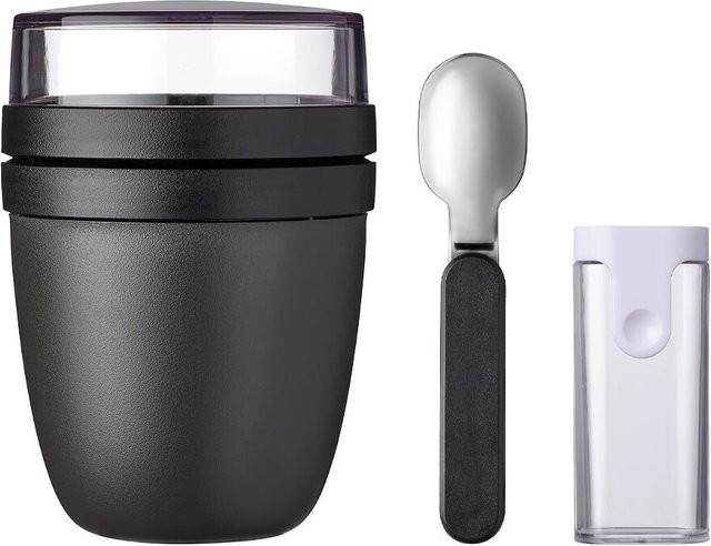 Mepal Lunchpot Ellipse 500 mit faltbarem Löffel und 200 ml Behälter, Schwarz - Bild 1