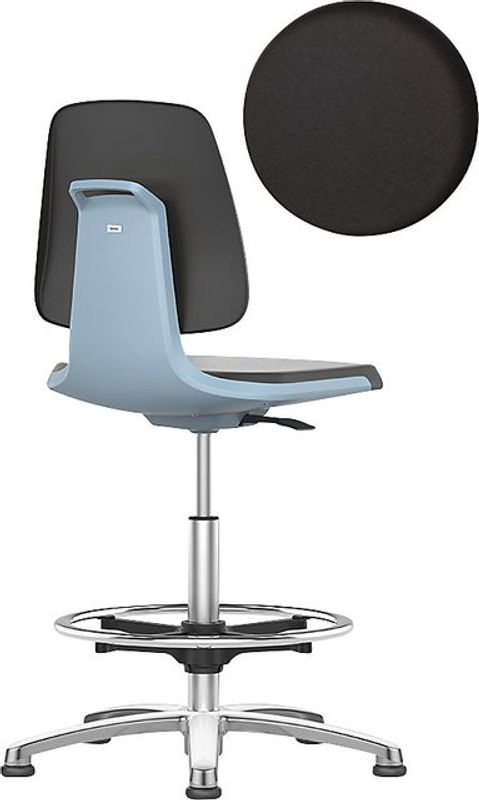 Bimos Arbeitsdrehstuhl Labsit mit Skintec-Polster und Fußring, blau, B/T/H: 45 x 42 x 52 - 77 cm - Bild 2