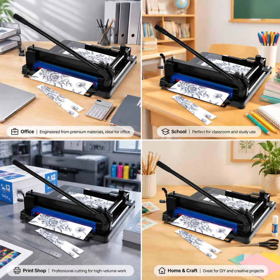 Professioneller Schwerlast-Papierschneider 858A3 in Schwarz mit Stahlklinge für A3 A4 A5 B4 B5, Breite: 440 mm, Schnittkapazität: 40 mm Dicke - Bild 3