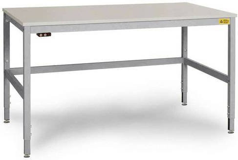 Manuflex CANTOLAB ESD-Arbeitstisch Spezial mit Kunststoffplatte, Alusilber, B/T/H: 160 x 80 x 75,8-95,8 cm - Bild 1