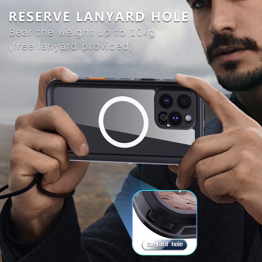 Shellbox Professionelle wasserdichte Handyhülle Schwarz IP68 stoß- und staubdicht kompatibel mit iPhone 17 Pro, iPhone 16, iPhone 15, iPhone 14 und iPhone 13 - Bild 6