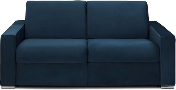 Vente-unique Schlafsofa Calito Click-Clack aus Samt in Marineblau, Breite: 194 cm