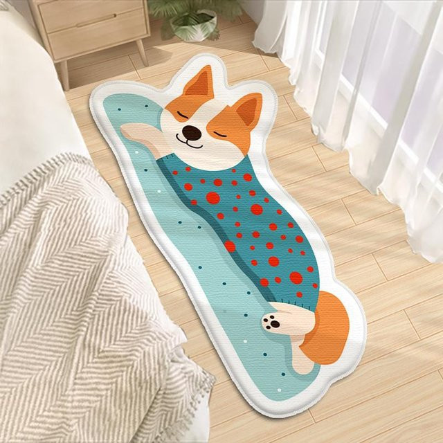 Niedlicher Kinderbettteppich mit Cartoon-Motiv aus Kaschmir-Imitation und Crystal Velvet, Mehrfarbig, B/T: 40 x 120 cm - Bild 1