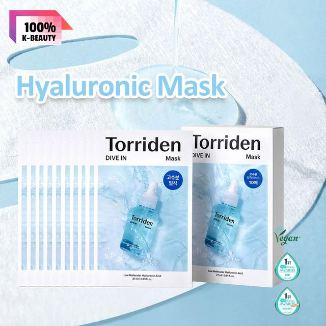 Torriden DIVE-IN Hyaluronsäure Gesichtsmasken, 10 Stück, Unisex - Bild 1