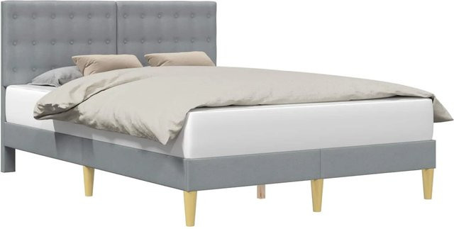 vidaXL Bettrahmen mit Kopfteil in Hellgrau aus Stoff und Sperrholz, B/T/H: 144 x 202 x 96 cm - Bild 1
