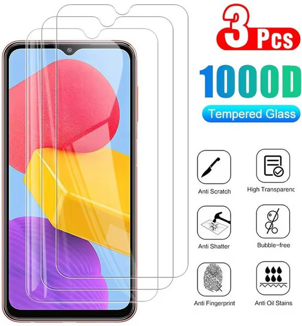 3er-Set gehärtetes Glas Displayschutz für Samsung Galaxy A02S, A03, A03S, A04, A04S, A11, A12, A13, A23, A24, A70S in Transparent - Bild 1