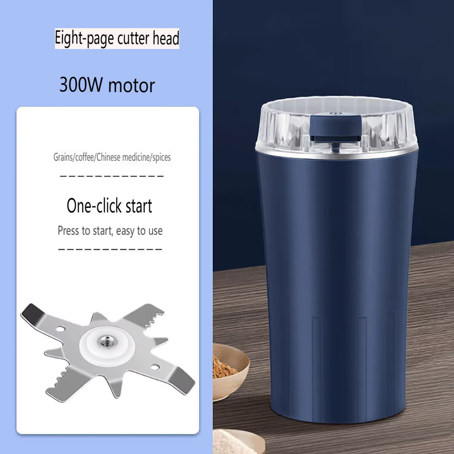 Donirt Elektrische Getreidemühle mit 8 Klingen aus Edelstahl, 300 W, Silber/Blau - Bild 4