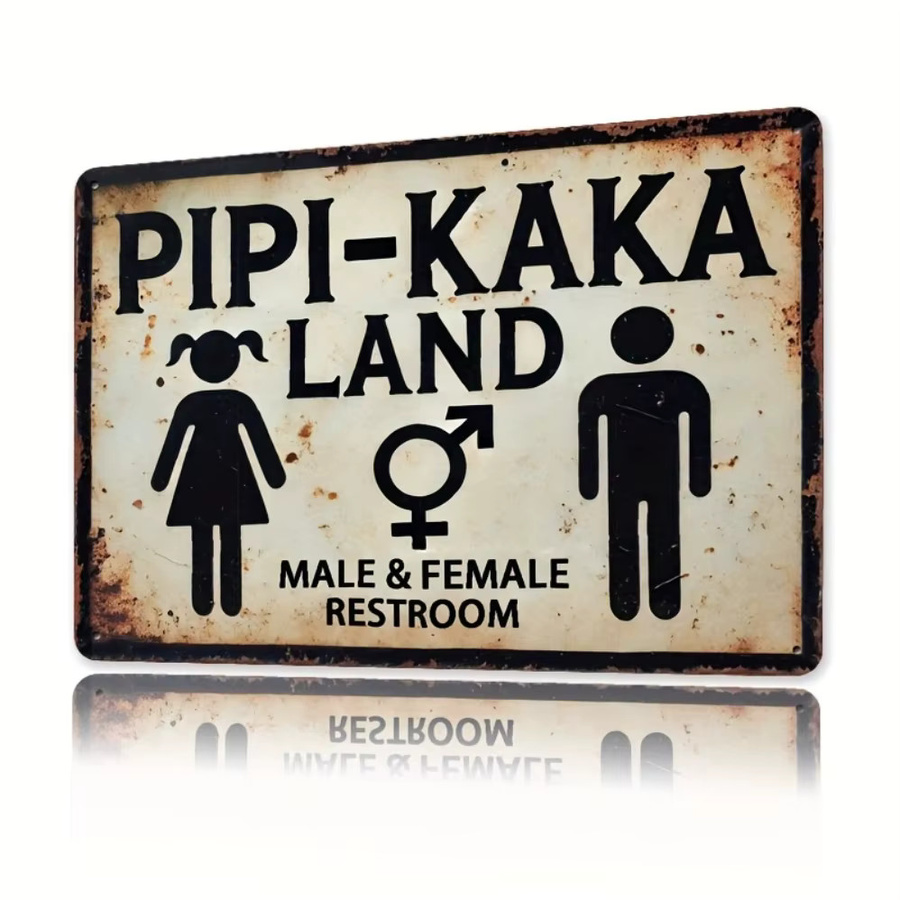 HELLOYOUNG Pipi-Kaka Land Retro-Toilettenschild aus Metall in Multicolour, rechteckige Wanddekoration für Cafés und Bars, B/H: 30 x 20 cm - Bild 3