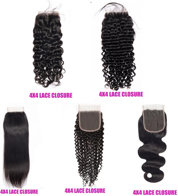 Dula A Hair Lace Closure, Peruanisches Echthaar, Glatt und Tief Gewellt, Unisex - Bild 1
