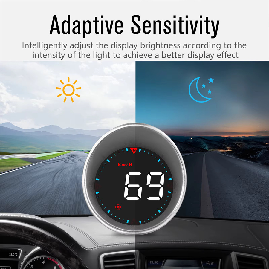 ZMFJH HUD G5 Head Up Display mit GPS, digitalem Tacho, Übergeschwindigkeit-Alarm und Kompass in Schwarz für alle Autos (MPH/KMH) - Bild 3