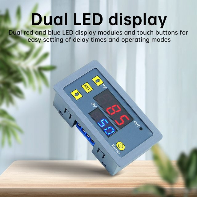 Aideepen T3230 Verzögerungs-Timer-Relaismodul 1-Kanal, Zyklisches Zeitverzögerungsrelais, Grau, DC 12V/DC 24V/AC 110-220V, 0-999s, Normalerweise Offen - Bild 1